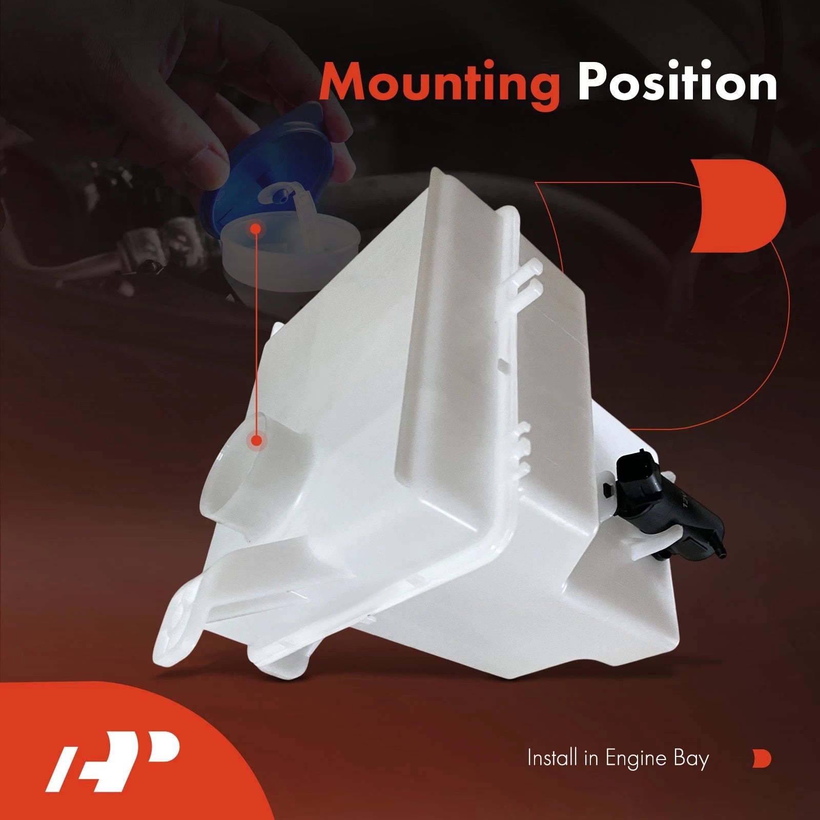 Windshield Washer Fluid Reservoir Tank with Pump for Kia Rio
