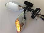 Chrome LED Mirror Lights for Kawasaki Ninja 500 636 ZX6R ZX750 ZX7R ZX9R Z750S 250R