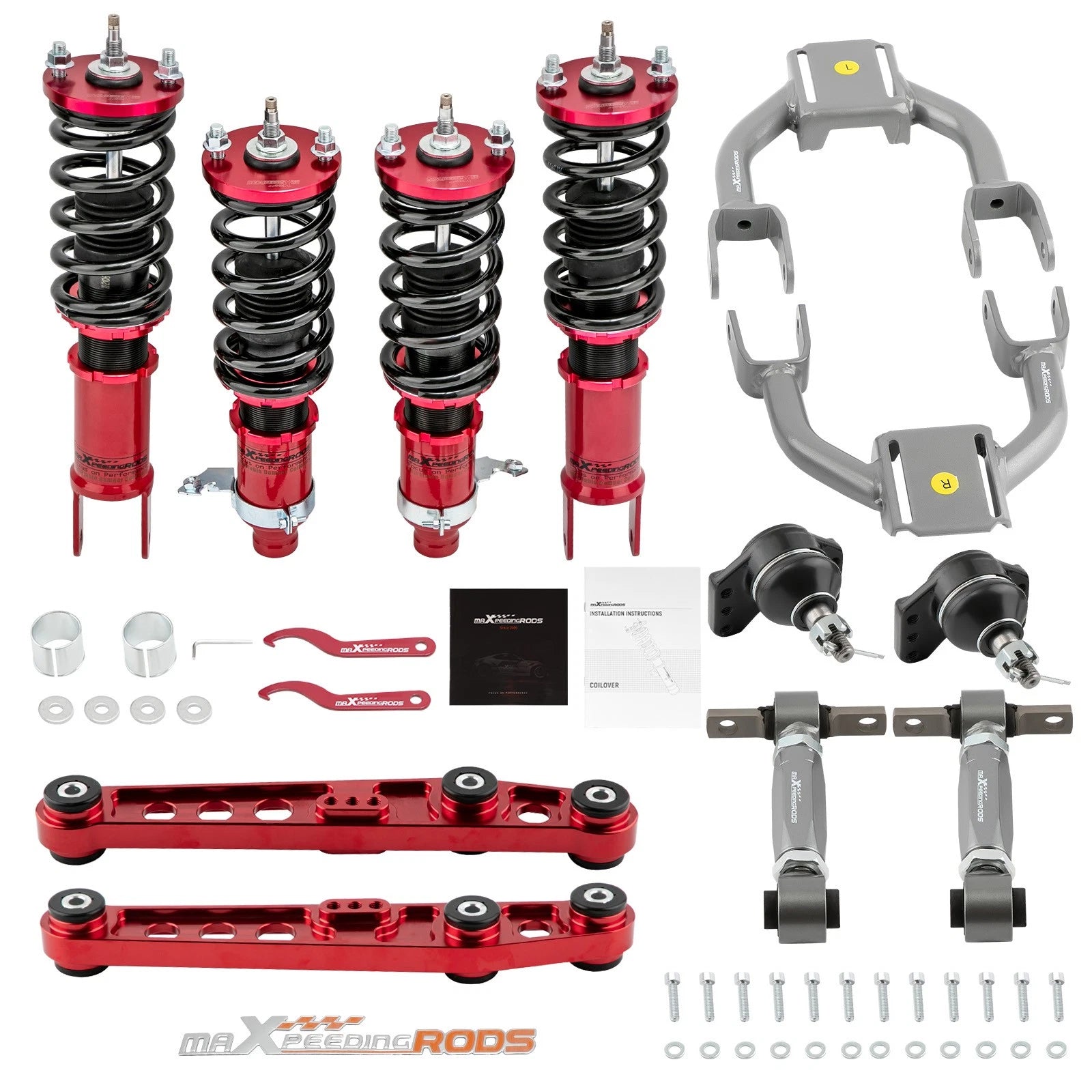 Set of 4 Coilovers & 8 Lower Control Arm Camber Kit for Honda Civic Del Sol (1992–1995)