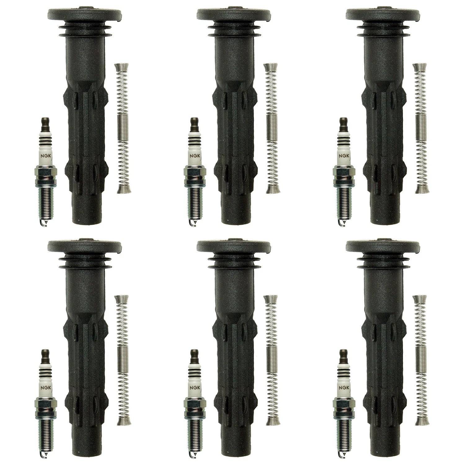 Set of 6 NGK Iridium IX Spark Plugs & Coil Boots for R171 SLK280 W204 C280 C300 V6