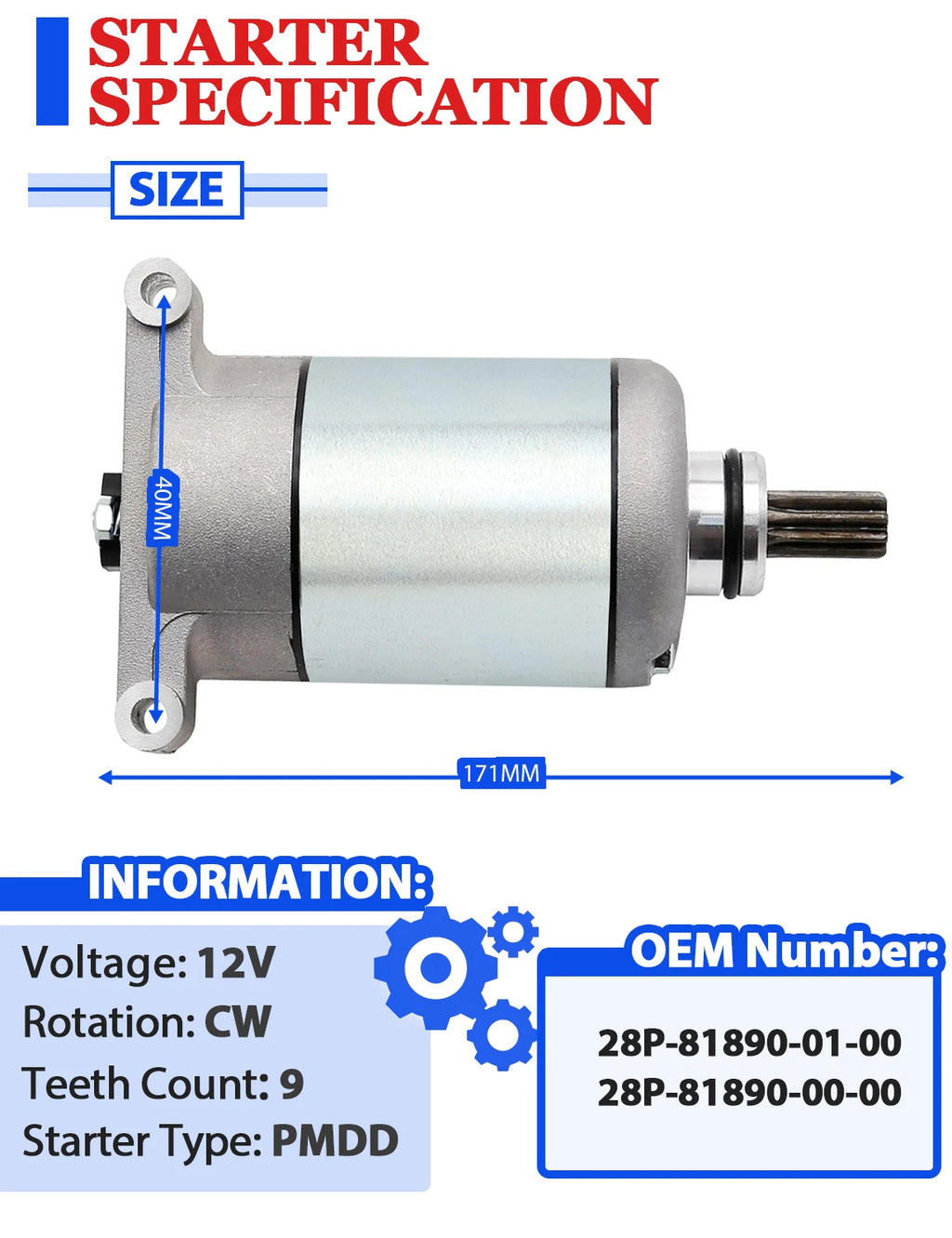Starter for Yamaha Grizzly 700 (2009–2023) with Relay