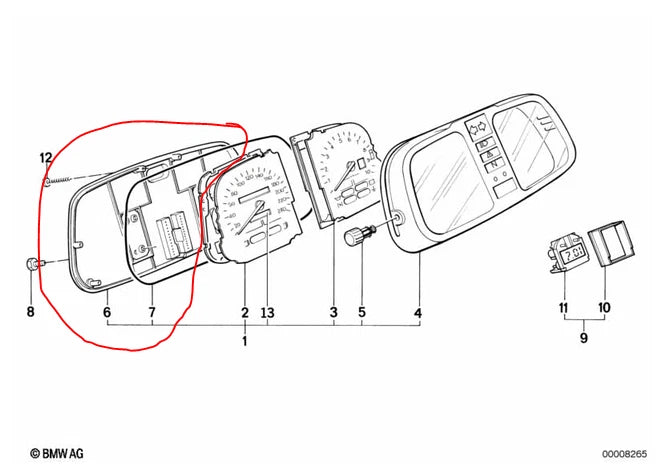 Speedometer Housing Cover for BMW K 75 100 1100 (1984–1997) 62111459930