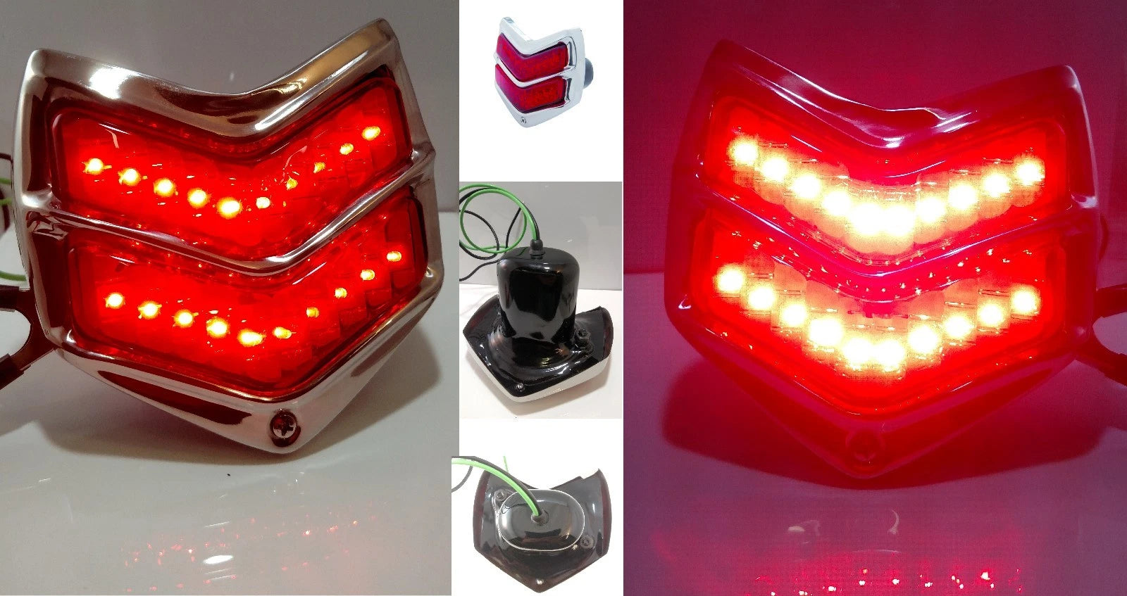 LED Tail Lights Pair with Stainless Steel Rim for 1940 Ford (Turn Brake)