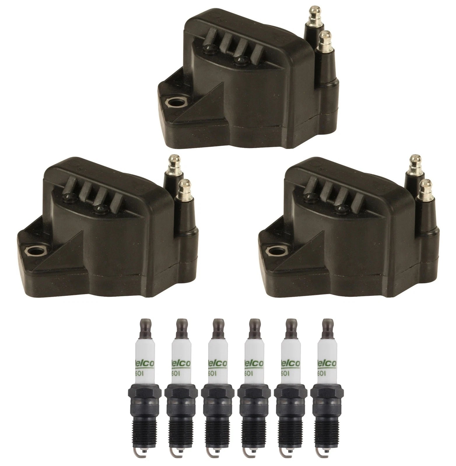 Set of 3 Ignition Coils & 6 Spark Plugs for Buick Chevy Olds GMC V6 (OE)