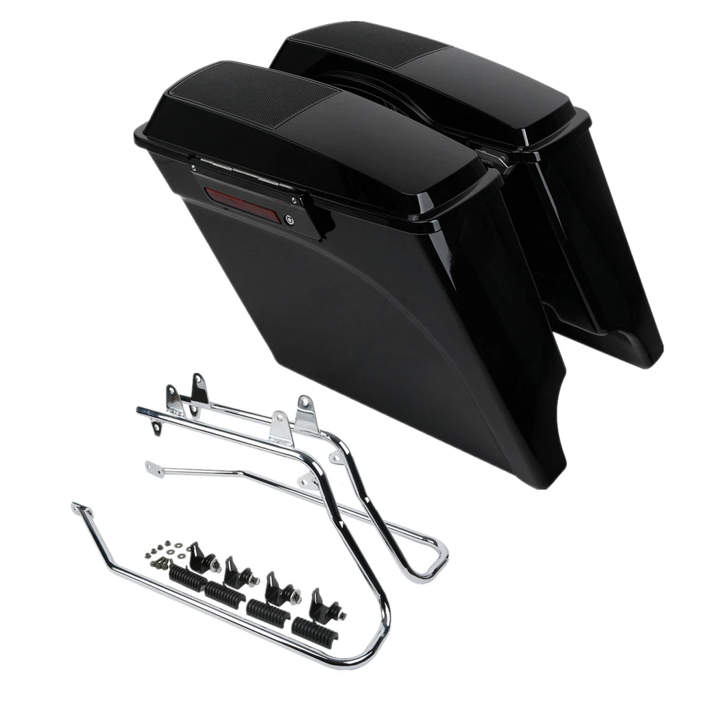 5" Stretched Saddlebag Speaker Lids & Bracket for Harley Fatboy (1984–2017)
