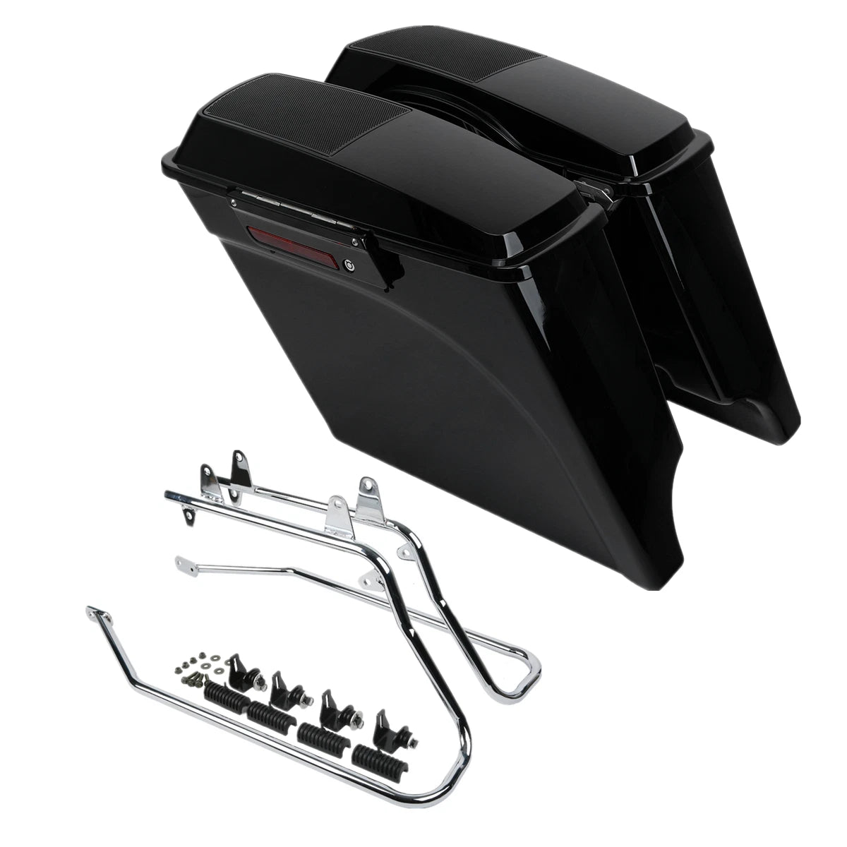 5" Stretched Saddlebag Speaker Lids & Bracket for Harley Fatboy (1984–2017)