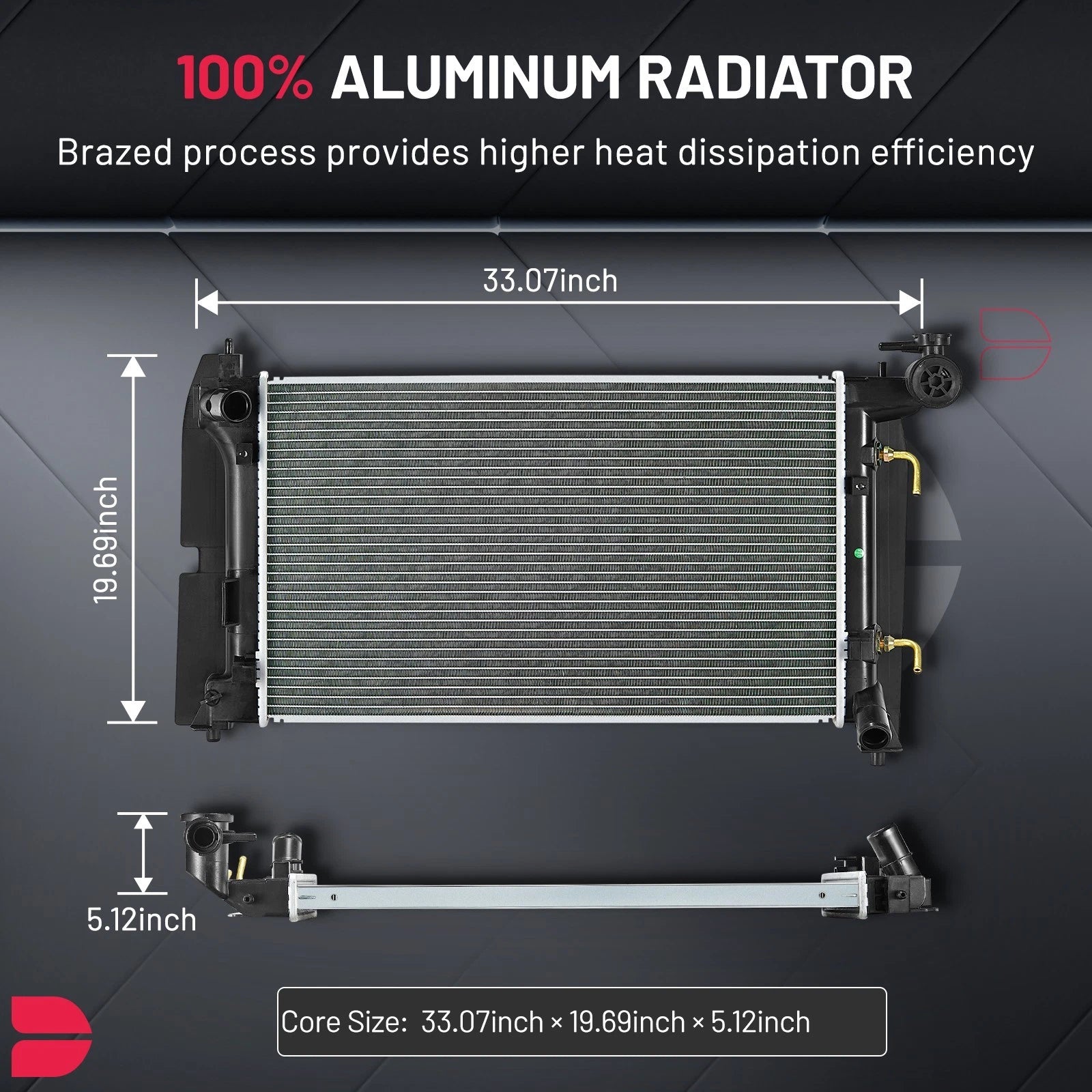 Aluminum Radiator for Toyota Corolla Matrix Pontiac Vibe (2003–2008)