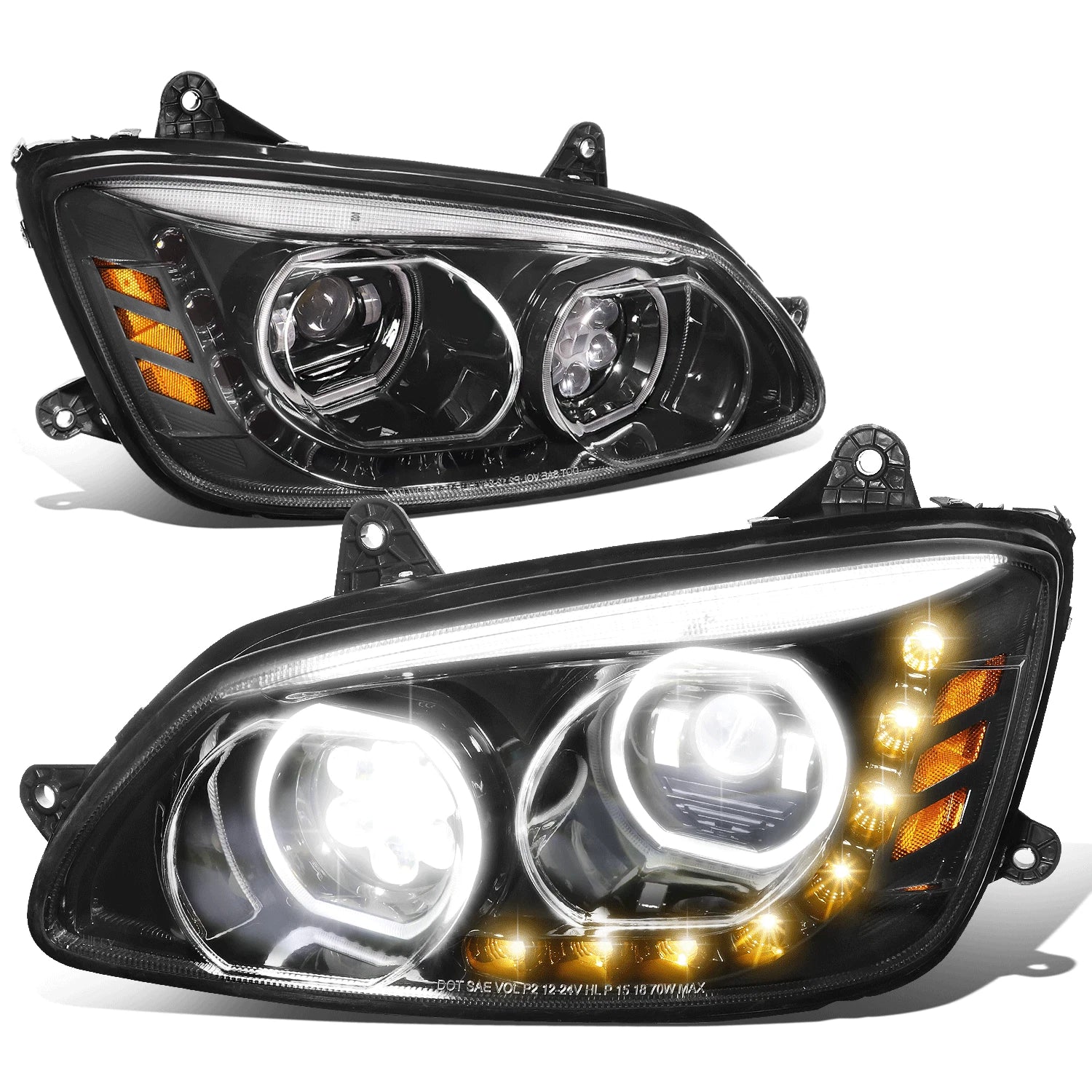 LED DRL Projector Headlights for Kenworth T170 T270 T370 T660 T700 (2008–2019)