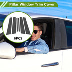 6 x Door Pillar Window Trim for BMW 1-Series (2008-2016) Carbon Fiber Pattern Black