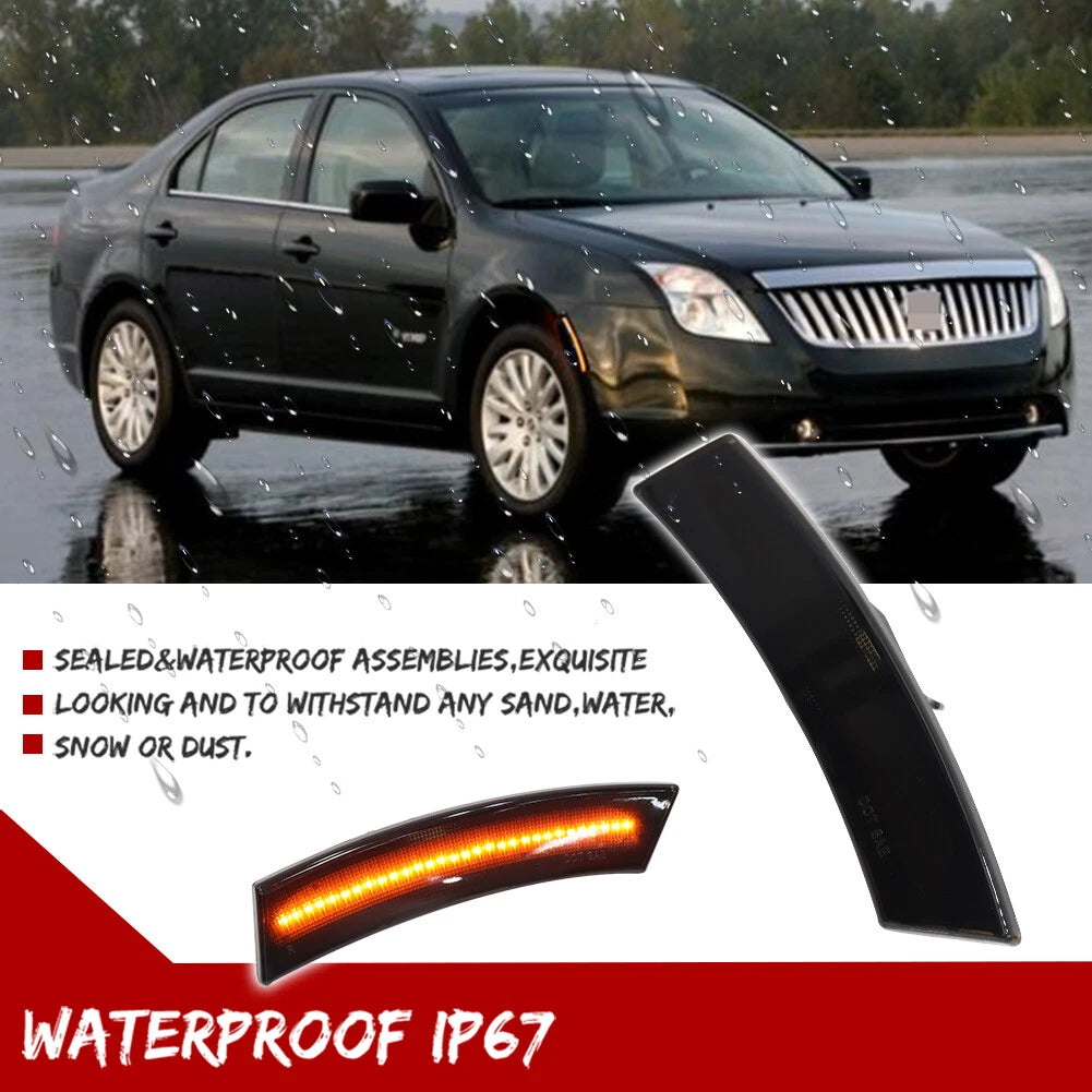 2X Smoked Amber LED Side Marker Lights for Mercury Milan (2010–2012)