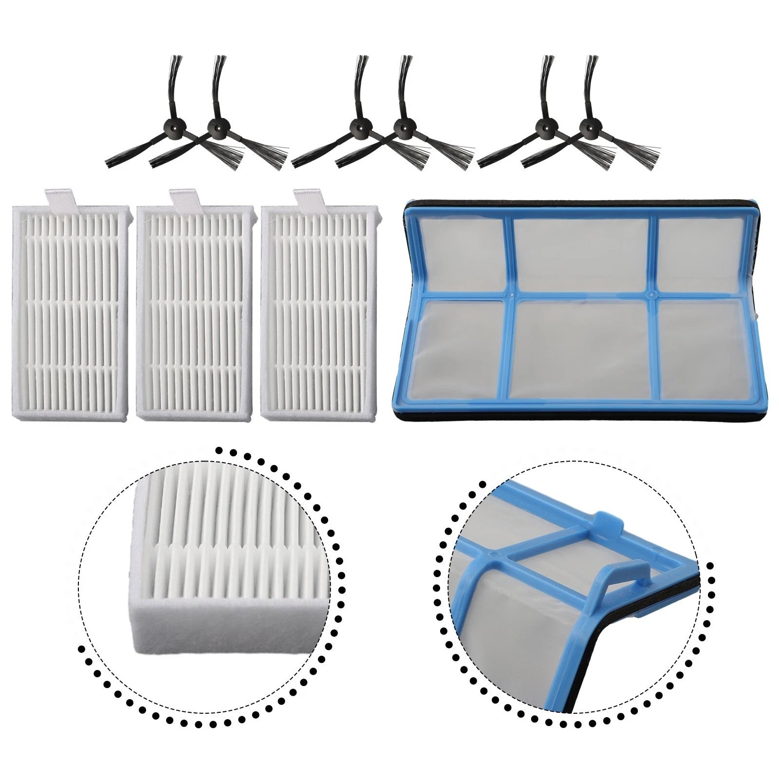 Set of 10 Side Brush Filters for ZACO Vacuum Cleaner