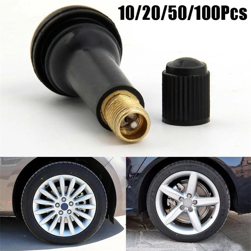 Set of 4 Tubeless Tire Valve Stems for Cars 5020mm Black Closure