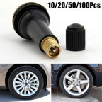 Set of 4 Tubeless Tire Valve Stems for Cars 5020mm Black Closure