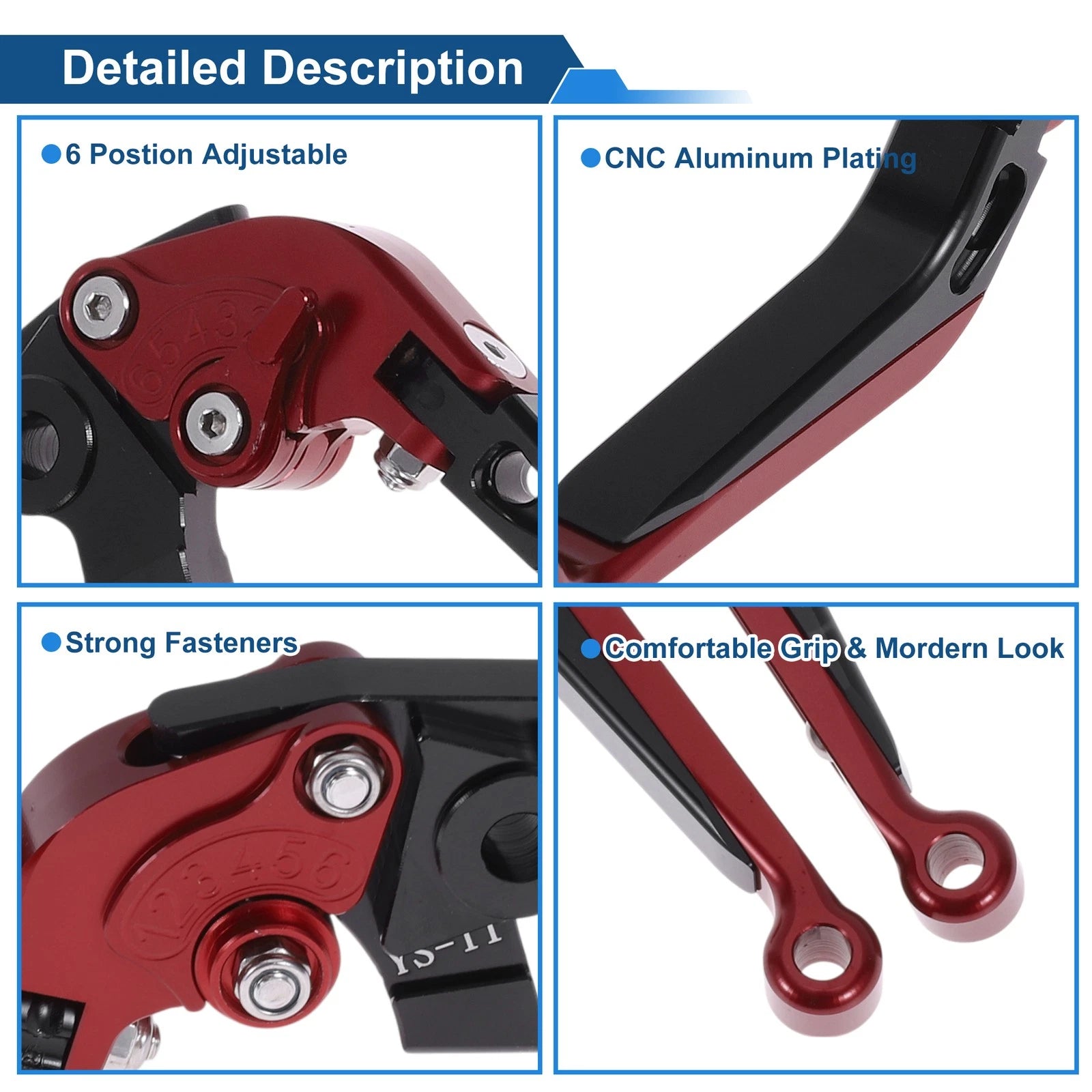 Adjustable Brake Clutch Levers for Honda X11 (1999–2002) Red Black