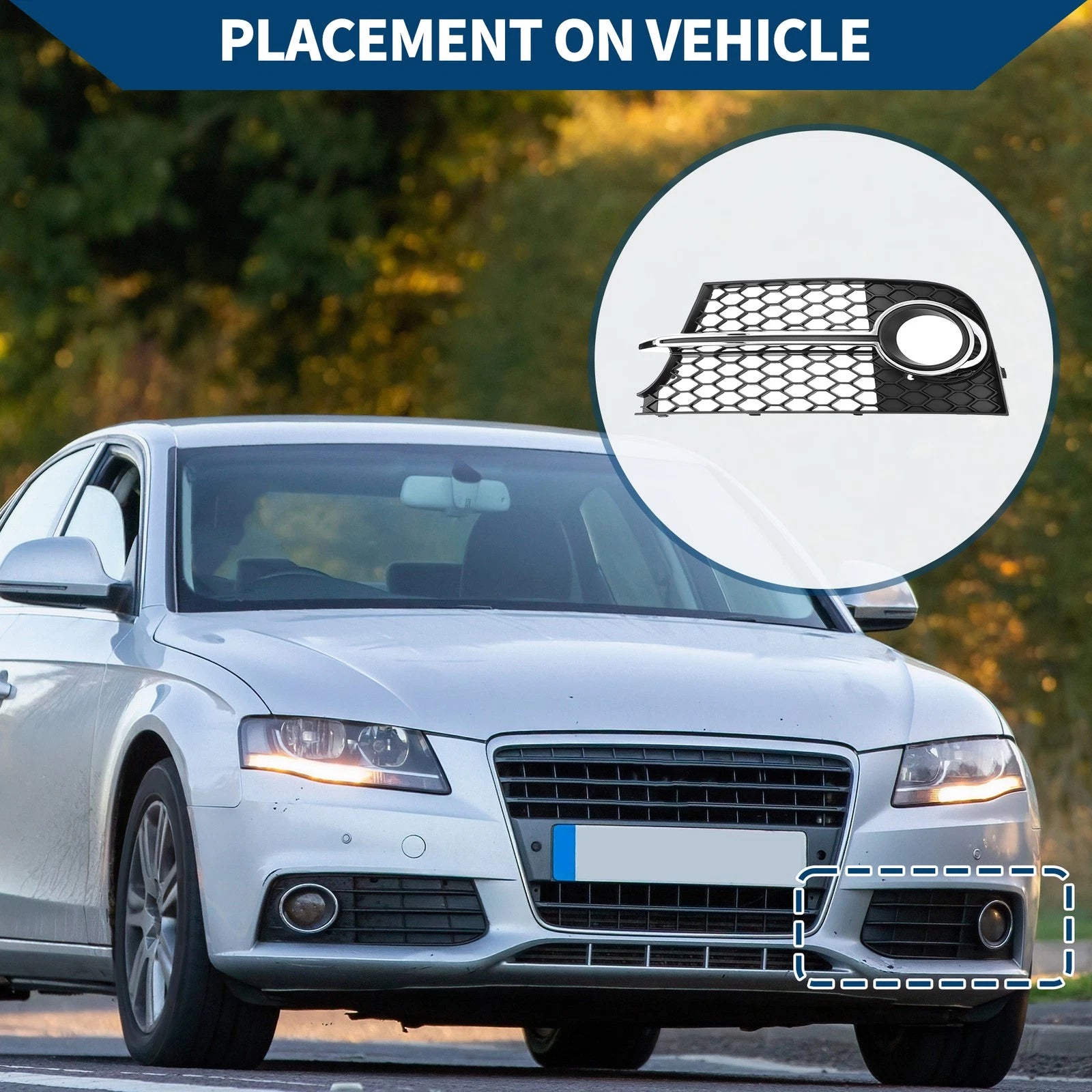 1pc Fog Light Grill for Audi TT MK2 TTS (2011–2014) No. 8J0807681K