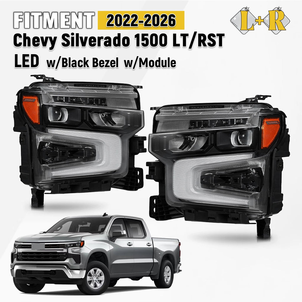 LED Headlight Set for Chevy Silverado 1500 LT/RST (2022–2026) Left+Right