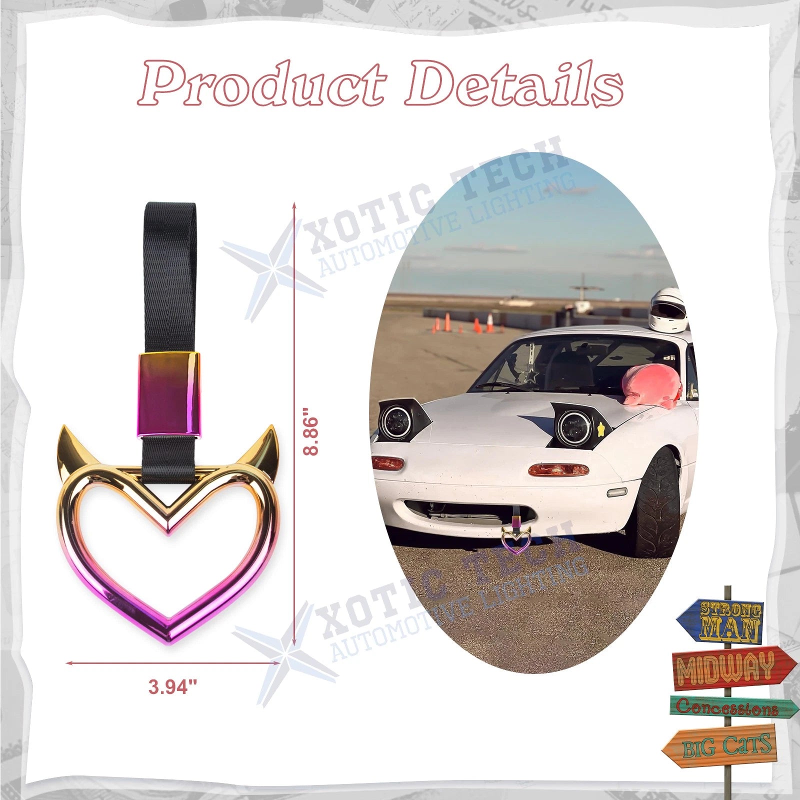 Iridescent Devil Heart Handle Charm for Japanese Car (1990-2000)