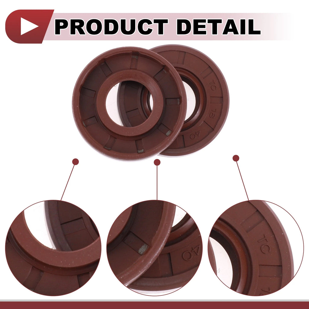 Set of 2 Oil Seal Rotary Shaft Seal FKM Rubber 18x40x8mm
