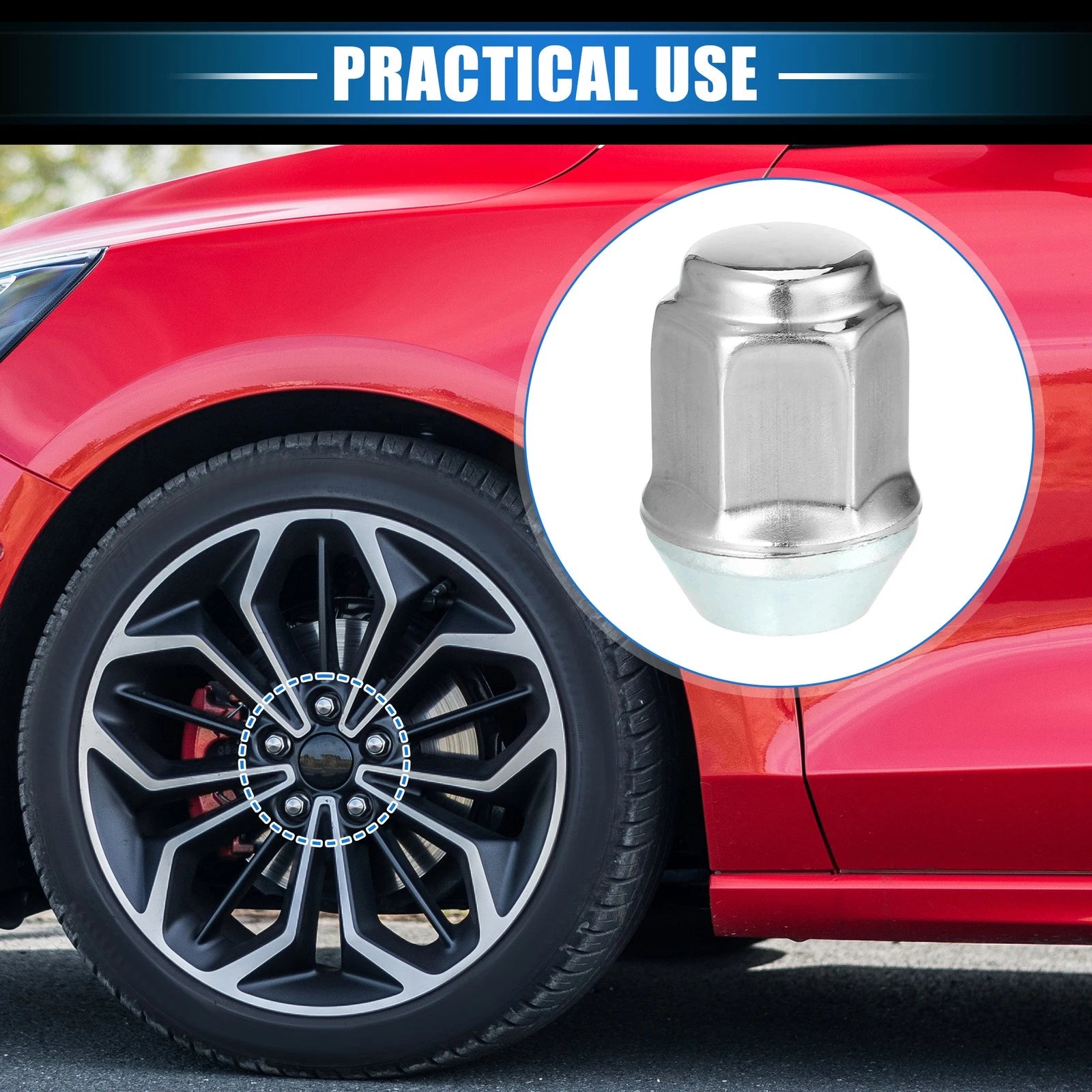 20 Pcs M12x1.5 Wheel Lug Nut for Ford Focus, Dodge Grand Caravan (No. 6509769AA)