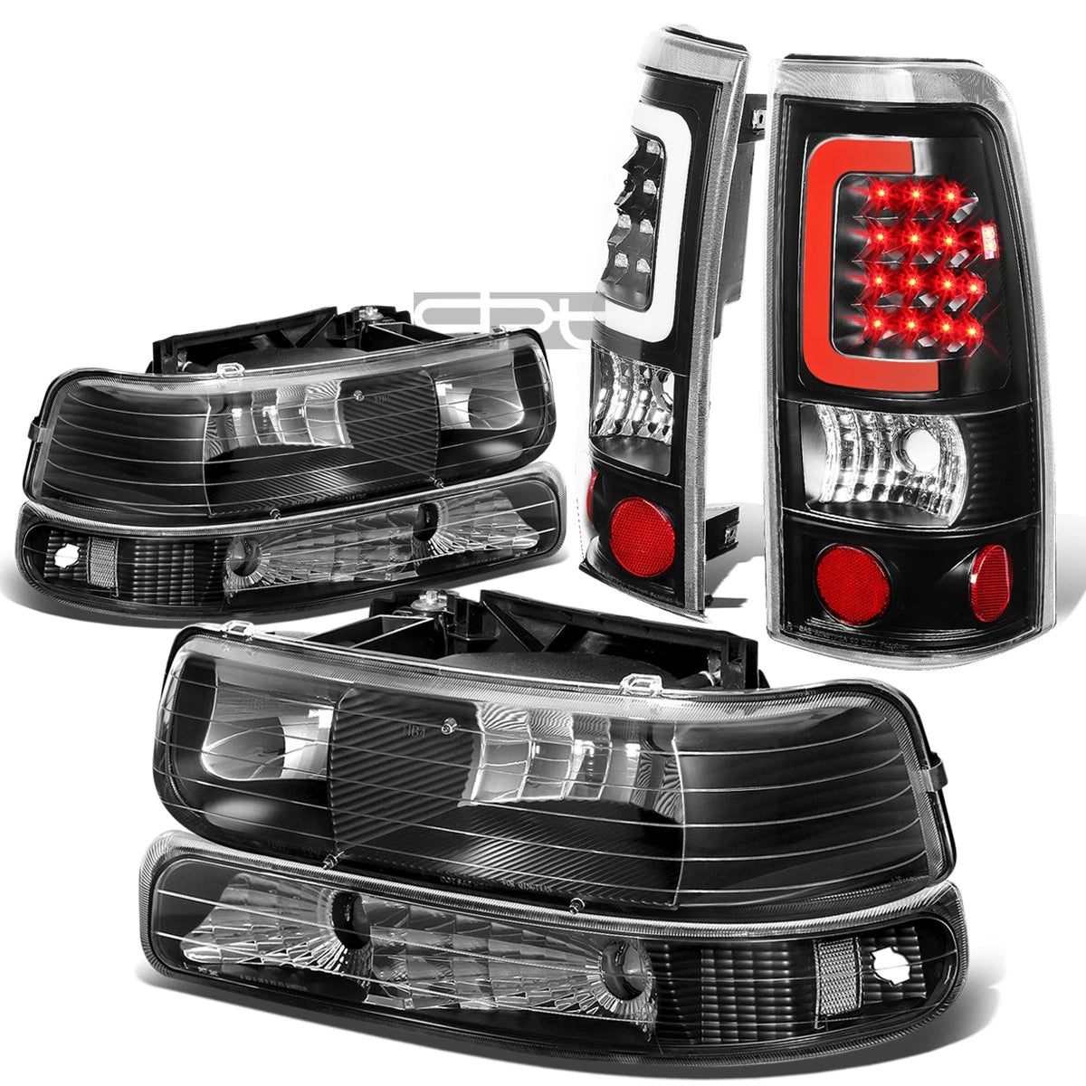 Headlight, Clear Bumper & 3D LED Bar Tail Light Kit for Silverado (1999–2002)