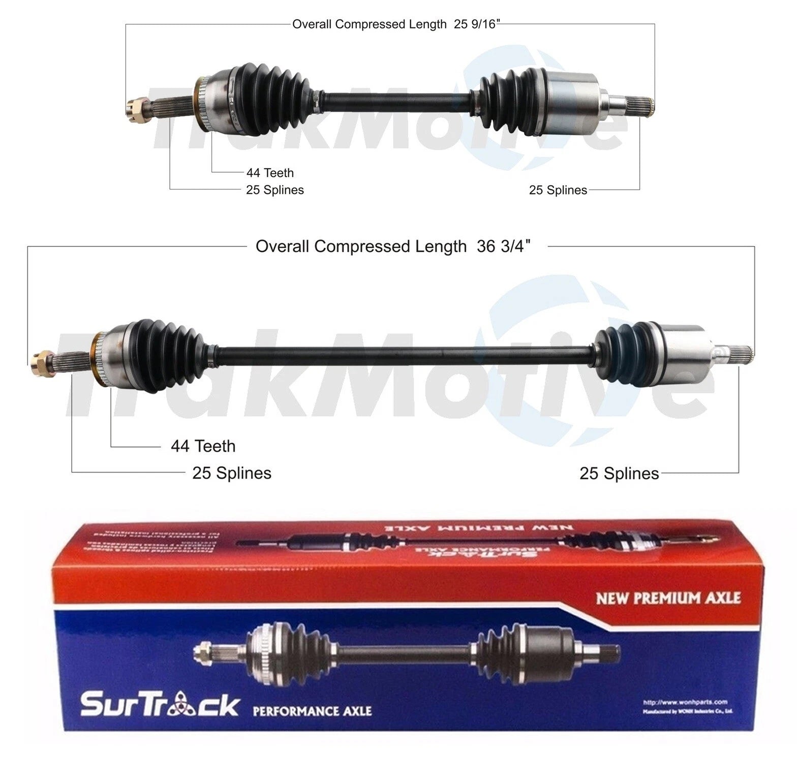 Front CV Joint Axle Shafts for Hyundai Elantra (w/ AT) (25 Inboard Splines)