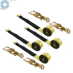 Set of 4 Tie Downs for Cars with Snap Hooks 2"x 96" Classic Yellow