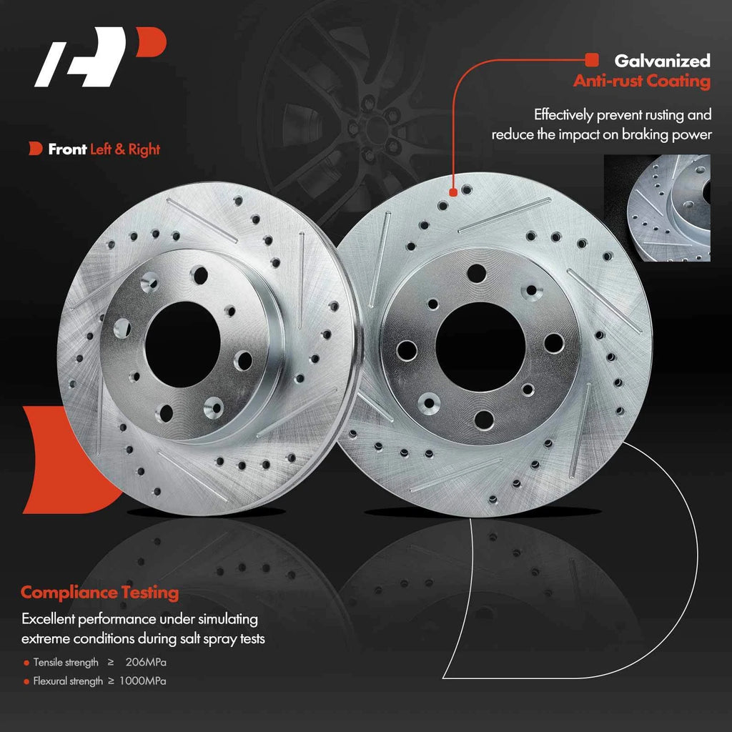 Front Drilled Brake Rotors & Ceramic Pads for Honda Civic (1990-2000)