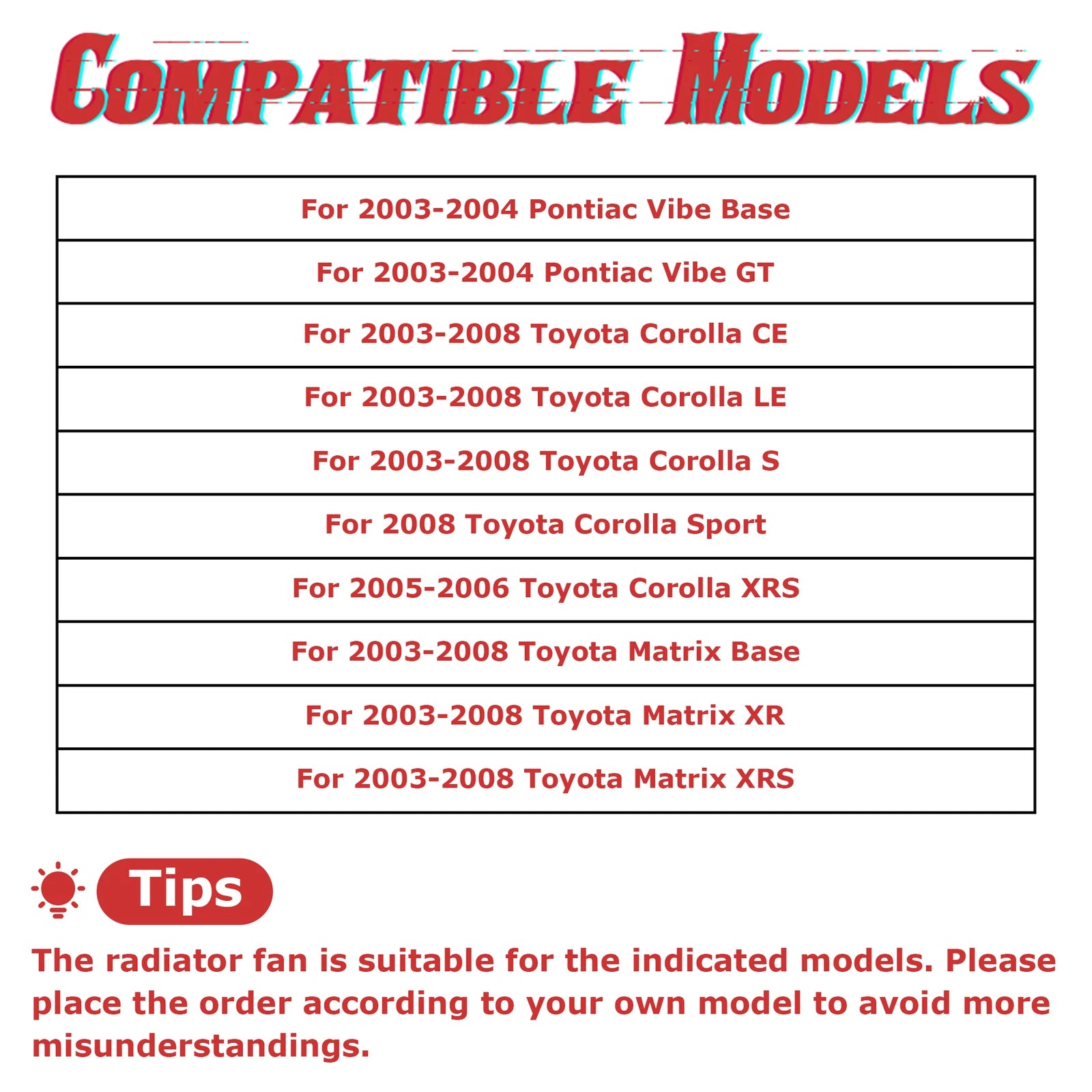 Radiator Cooling Fan Assembly for Toyota Matrix Corolla Pontiac Vibe (2003–2013)