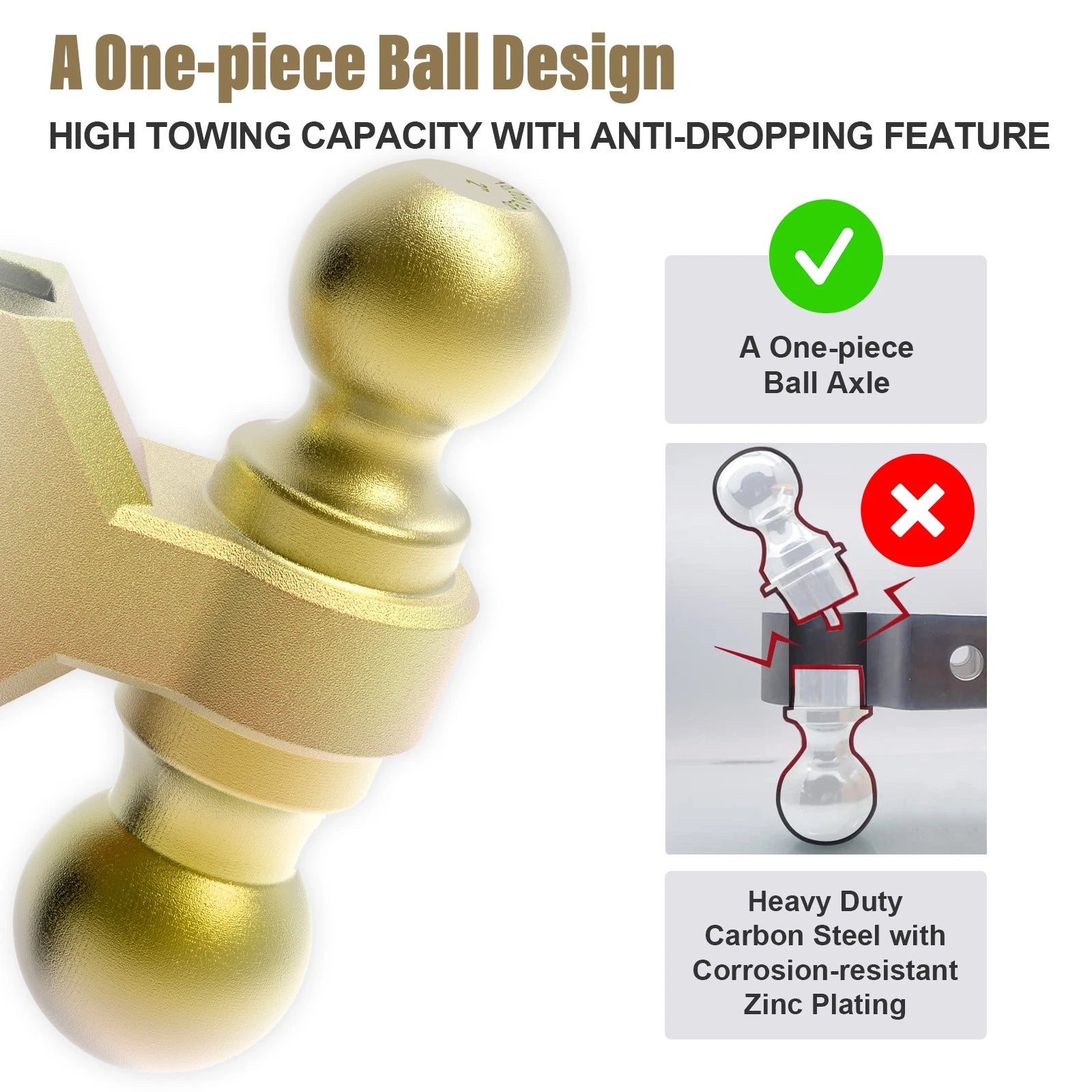 Adjustable Trailer Hitch for Various Models (2" Receiver, 6" Drop, 5-1/4" Rise)