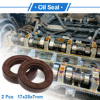 2X Oil Seal Rotary Shaft Seal   17x28x7mm FKM Rubber