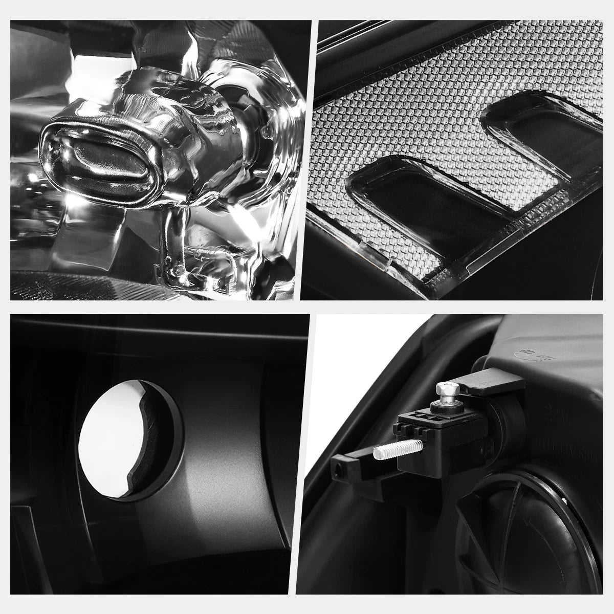 Headlight Pair for Dodge RAM (1994–2002) Black Housing Clear Lens