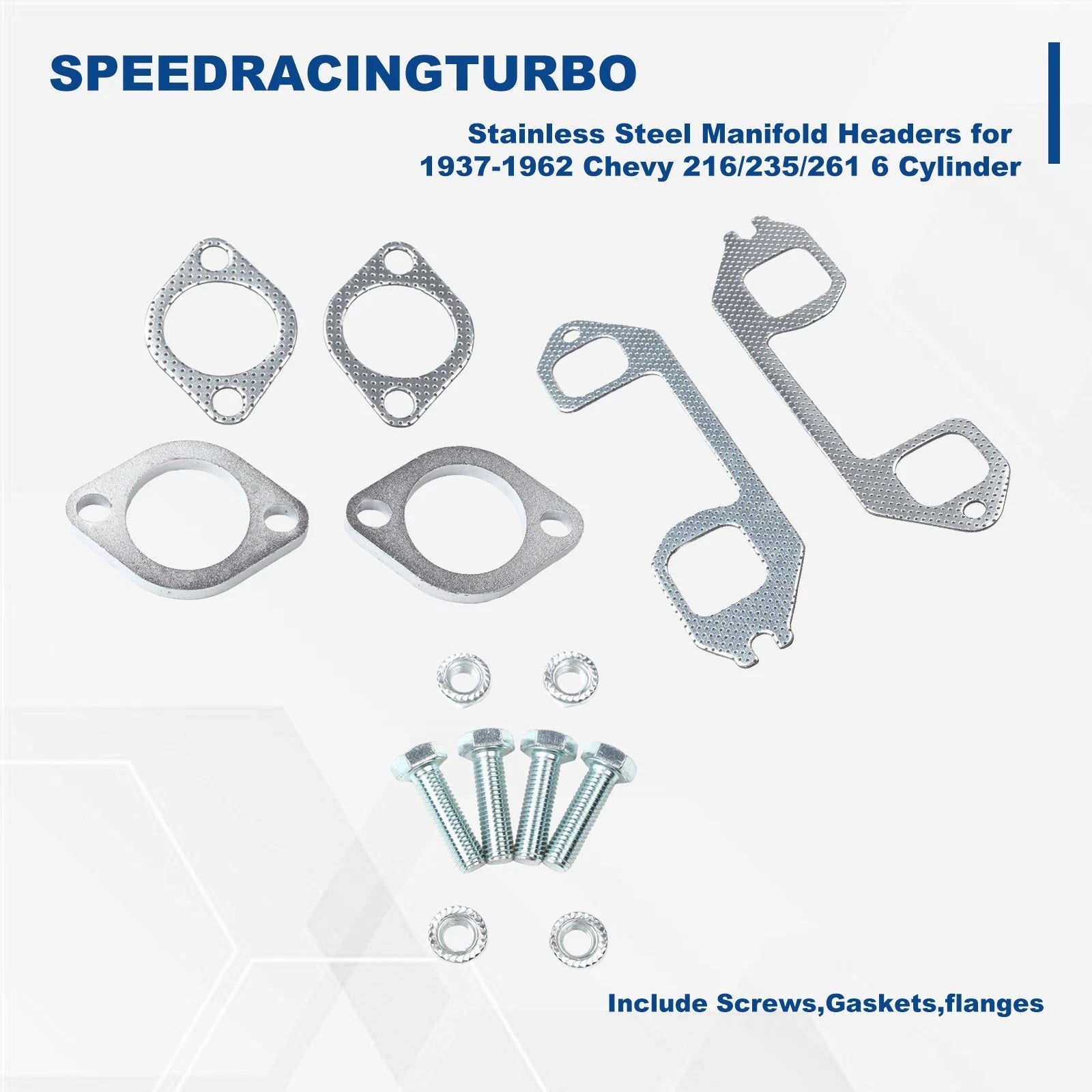 Stainless Steel Exhaust Header Manifold for Chevy 6Cyl 216/235/261 (1937–1962)