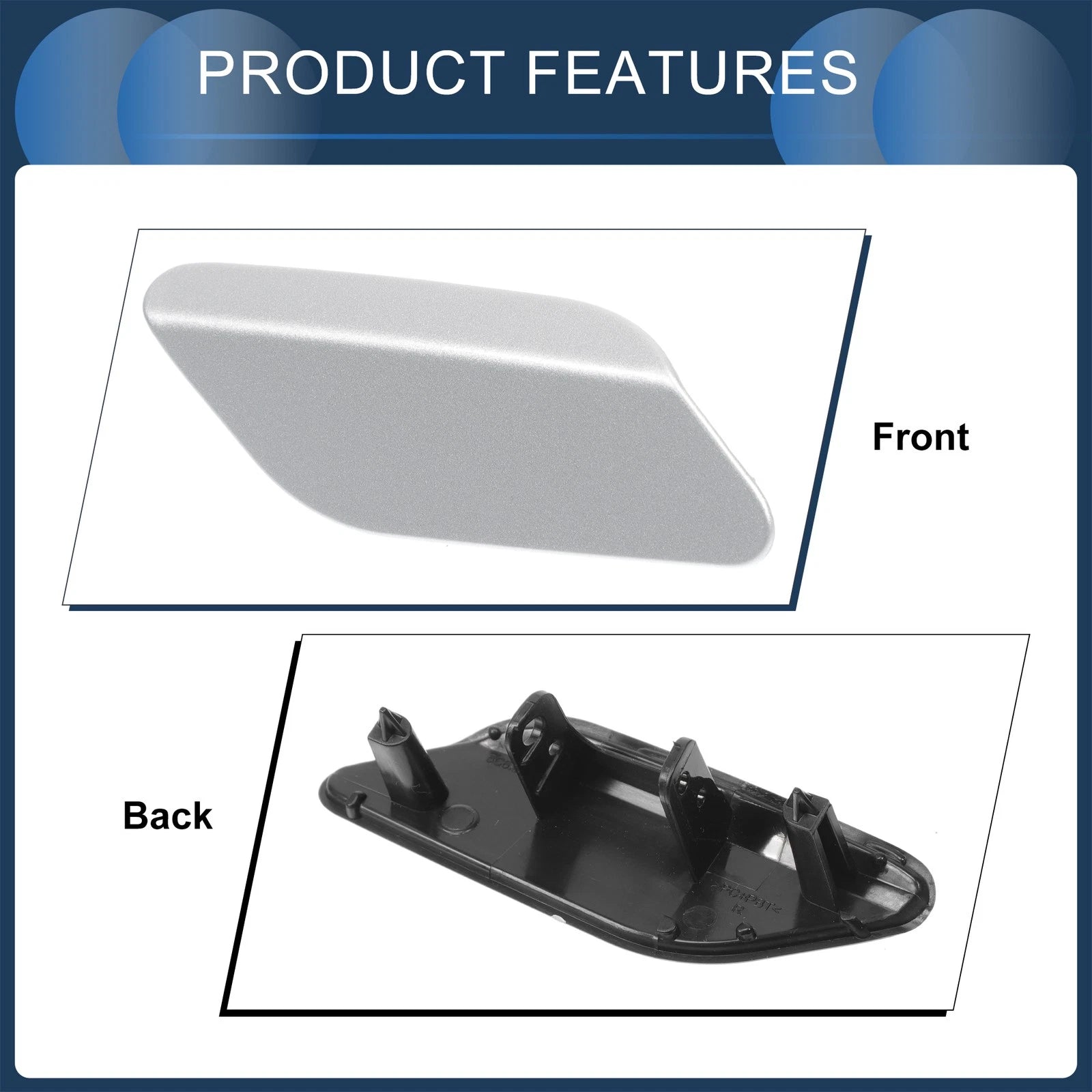 Front Right Washer Nozzle Cover Cap for Volkswagen Jetta A6 (2011–2014) Silver Tone