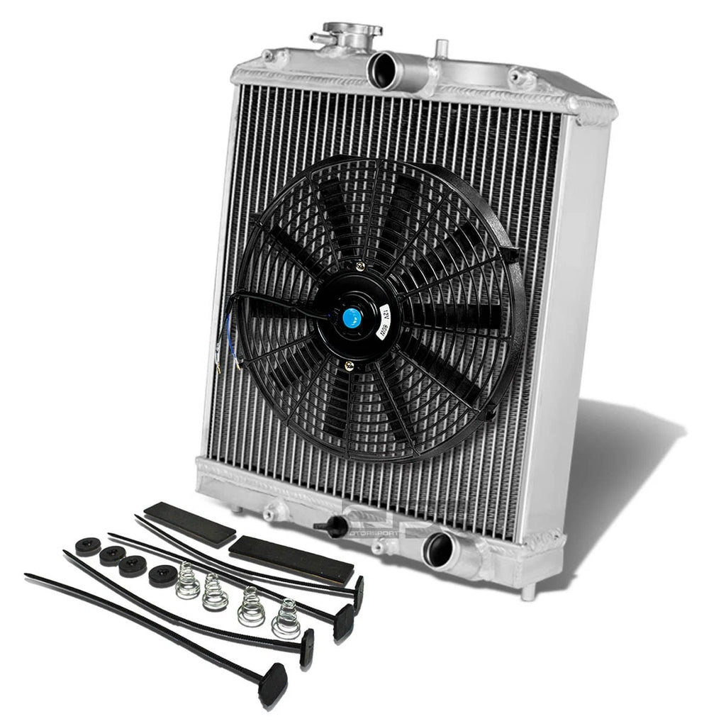 3 Row Aluminum Radiator + 12" Black Slim Fan for Honda Civic/CRX/Integra (1990–2000)