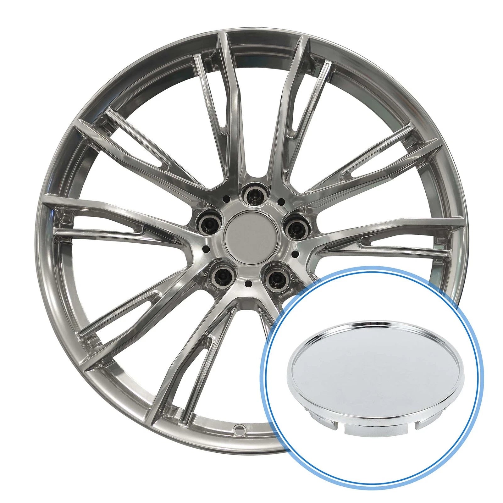 Set of 4 Wheel Hub Center Caps for Volkswagen Golf (2015–2021) 65mm Chrome