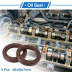Set of 2 Oil Seal Rotary Shaft Seal FKM Rubber 28x40x7mm