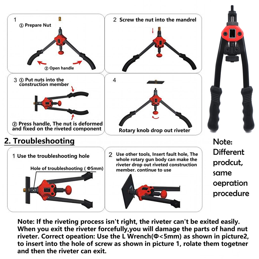 Rivet Gun Kit for Hand Nut Riveter 330mm (Rivnut Thread Setting Tool)