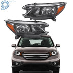 Set of 2 Black Housing Halogen Headlights for Honda CR-V (2012–2014)