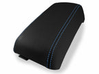Console Lid Armrest Cover for Subaru Baja (2003–2006) Carbon Fiber Blue Stitch
