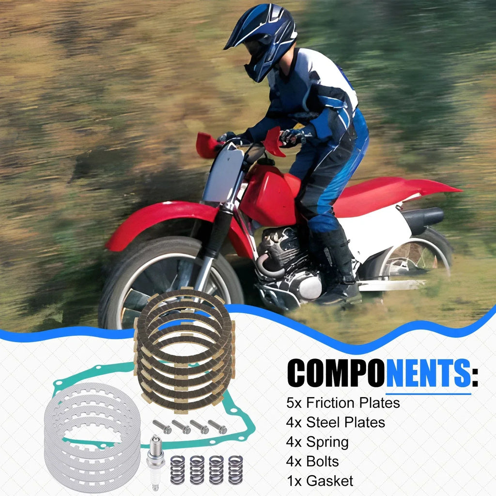 Clutch Friction Steel Plates Kit w/ Gasket for Honda XR200R (1981–2002)