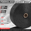 2" Wide Black Fiberglass Exhaust Header Wrap for Universal (50Ft)