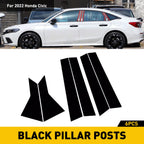 Set of 6 Black Pillar Post Covers for Honda Civic (2022)