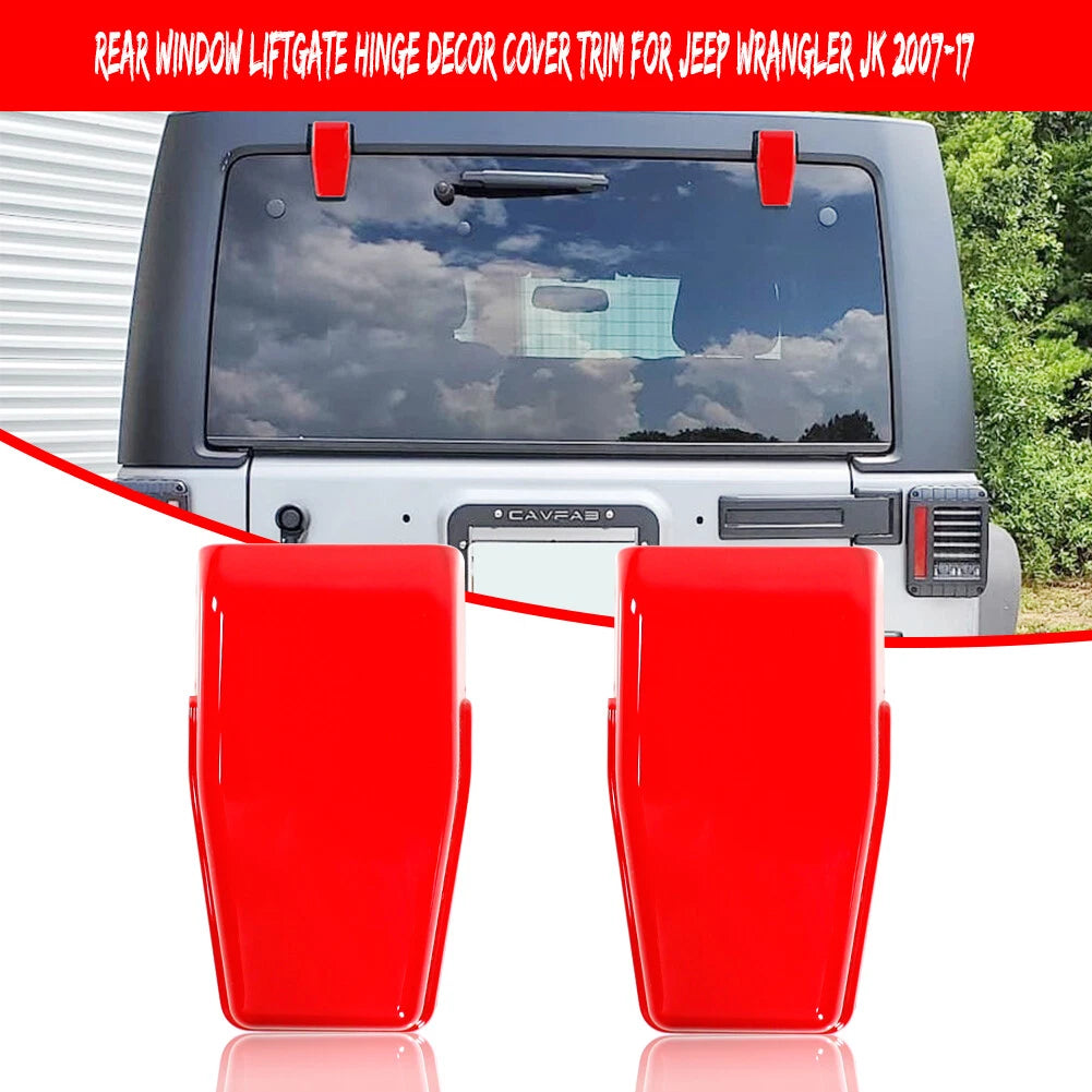 2X Red Rear Window Liftgate Hinge Trim for Jeep Wrangler JK (2007–2018)