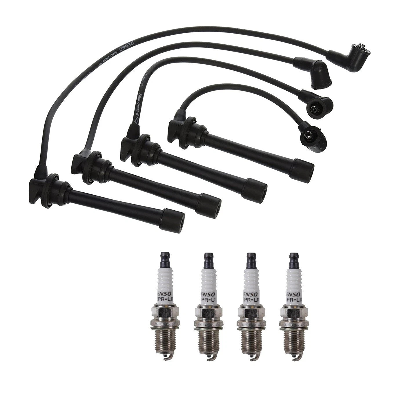 Denso 7mm Wire Set & 4 U-Groove Spark Plugs for Kia Hyundai 1.8L 2.0L L4