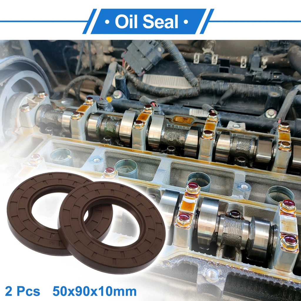 2X Oil Seal Rotary Shaft Seal for Various Models (50x90x10mm) FKM Rubber
