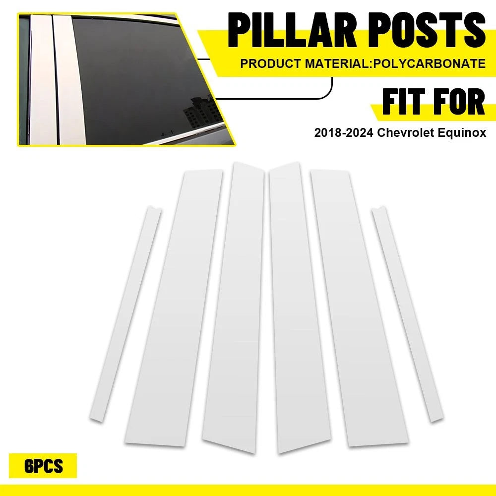 6x Chrome Pillar Posts for Chevrolet Equinox (2018–2024)
