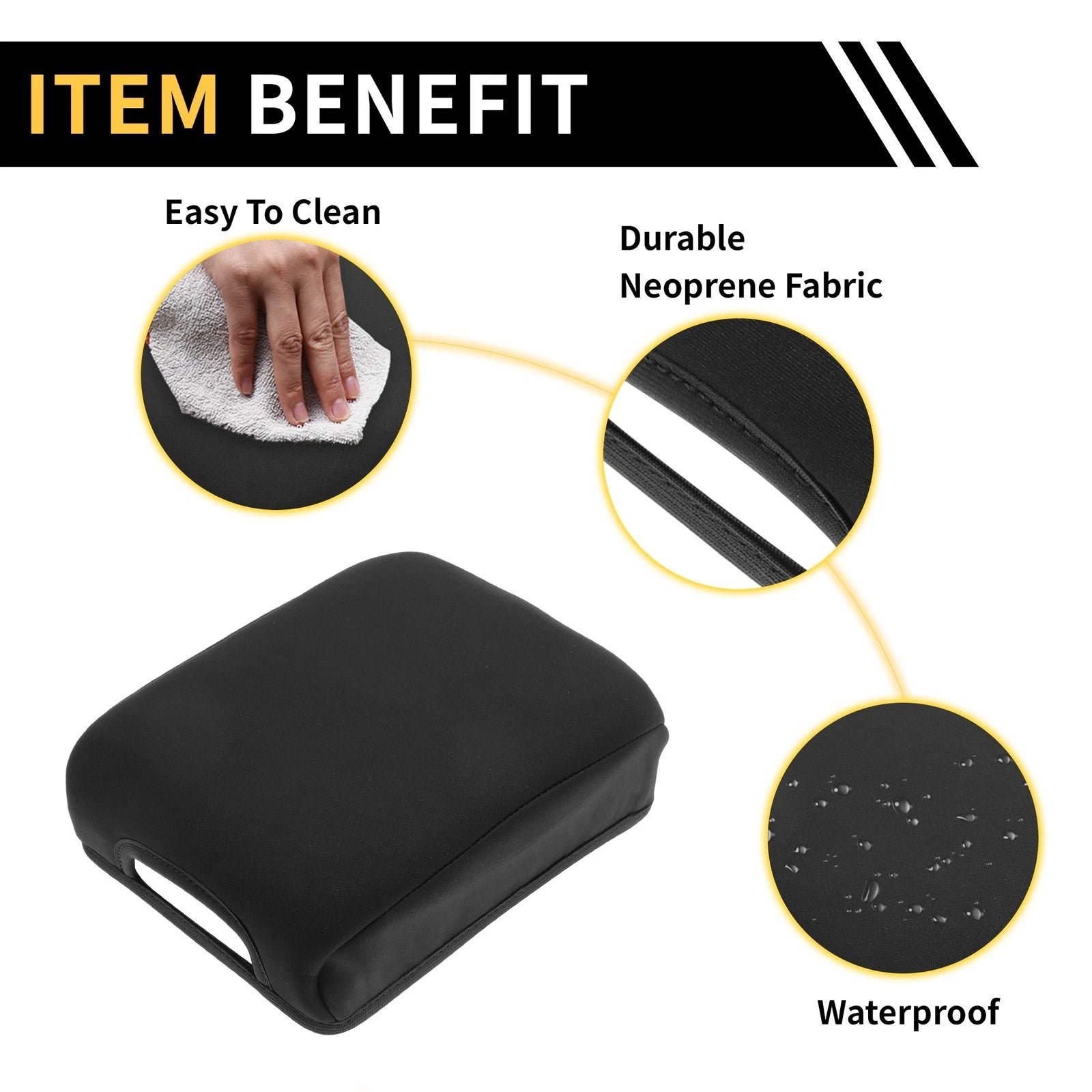 Armrest Cover for Toyota Tacoma (2016–2023) Microfiber Leather Black