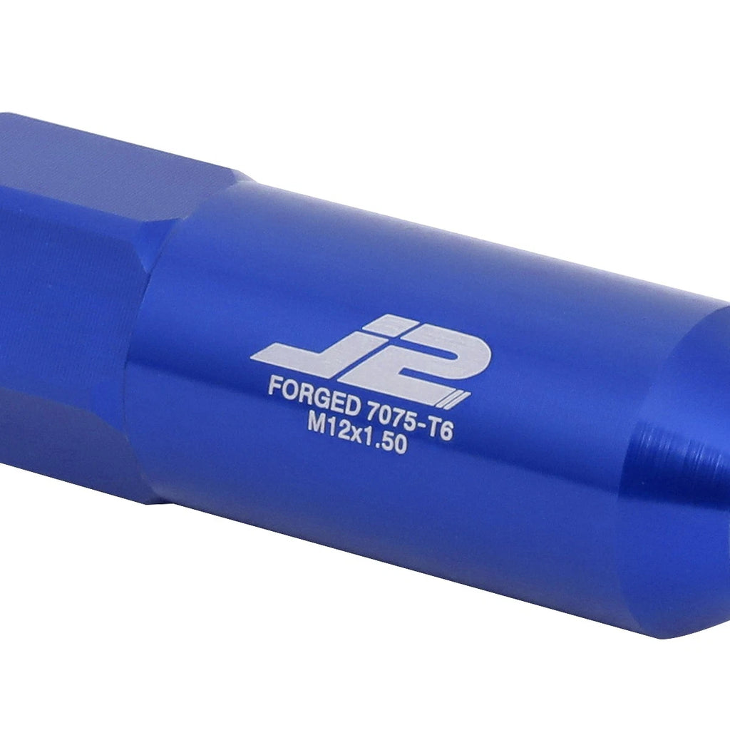 Set of 20 J2 7075 Forged Aluminum M12x1.5 Spiky Cap Lug Nuts w/Adapter Blue