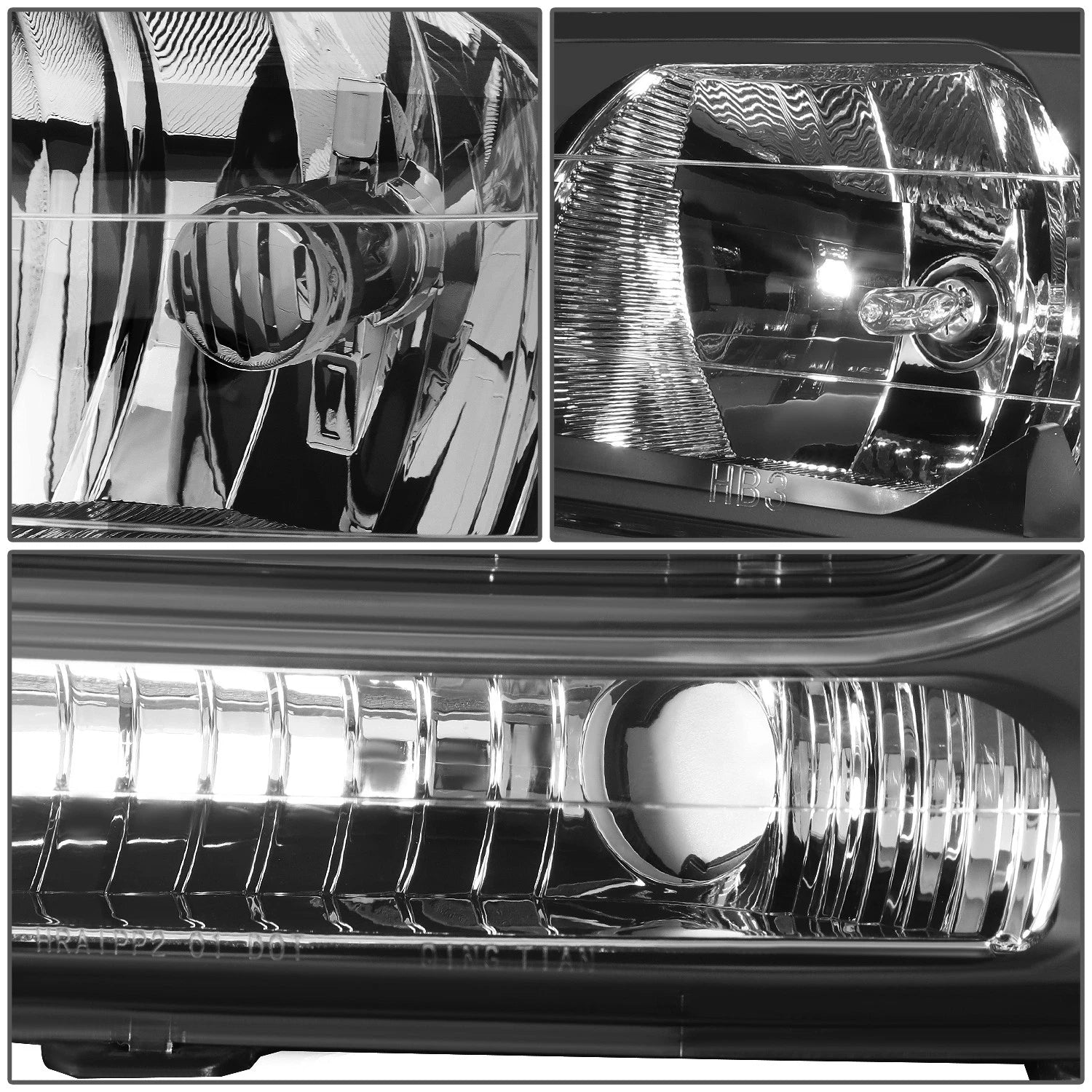 Set of 2 Black Housing Clear Corner Headlights for Chevy Trailblazer (2002–2009)