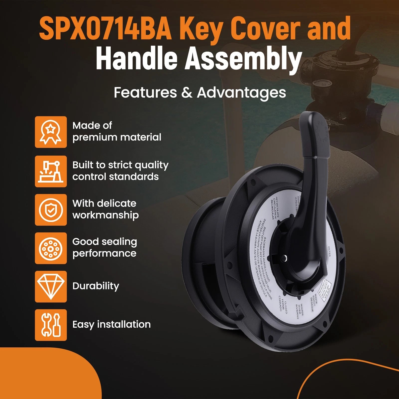 Key Cover Handle Assembly for Hayward SP0714T Multiport Valve